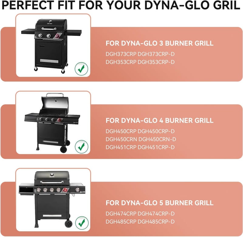 Gcostar قطع غيار للشواية Dyna-Glo 5 موقد DGH474CRP DGH483CRP DGH485CRP، Dyna-Glo 4 موقد DGH450CRP Dyna-Glo 3 موقد DGH373CRP، لوحة حرارة خزفية موقد من الفولاذ المقاوم للصدأ لـ Revoace GBC1793W - Image 2